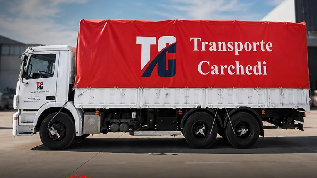 Mercedes-Benz Actros 2641 balancín con lona roja de Transporte Carchedi